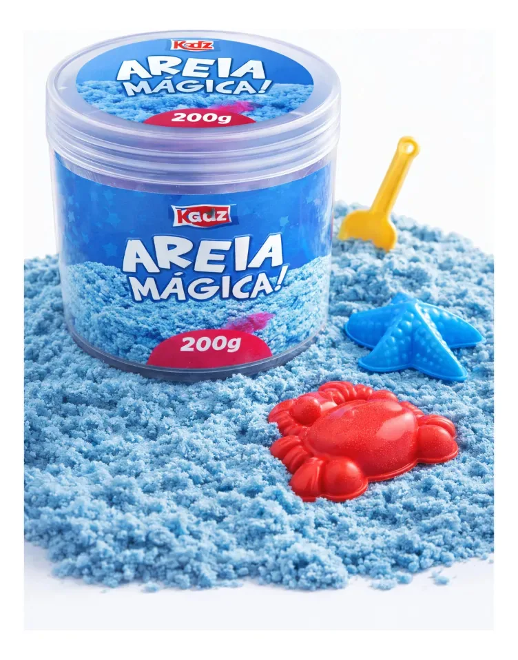 Areia Mágica Cinética De Modelar Com Forminhas Atóxica Azul