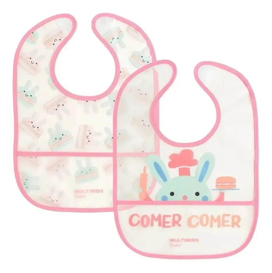 Kit 2 Babadores Easy Clean E Bandana Frutti Com Mordedor