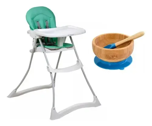 Cadeira De Alimentação Bon Appetit Aqua Com Tigela Bambu