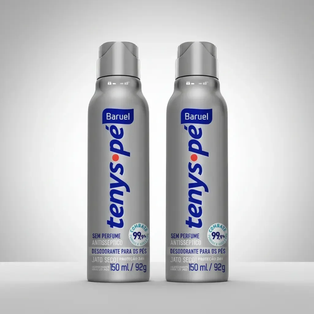 Kit 2 Desodorante Tenys Pé Sem Perfume 150ml Baruel