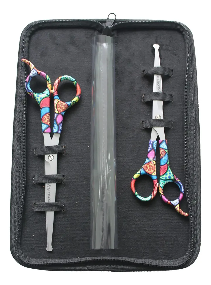 Kit Tesouras Precision Edge Reta E Curva Pet Shop Tosador