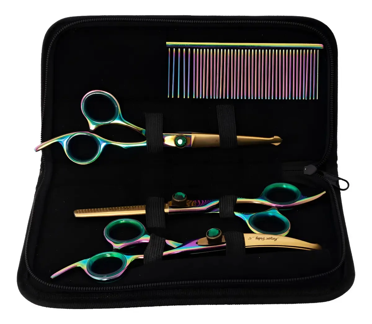 Kit Tesouras Maryam Trading Aço 440c 6' 3 Tesouras + 1 Pente