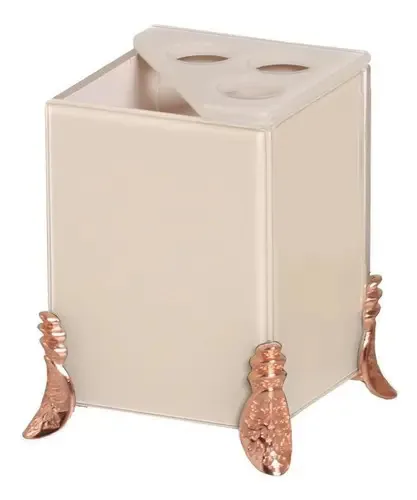 Porta Escova Dentes 3 Divisorias Egípcio Vanilla Rose Gold