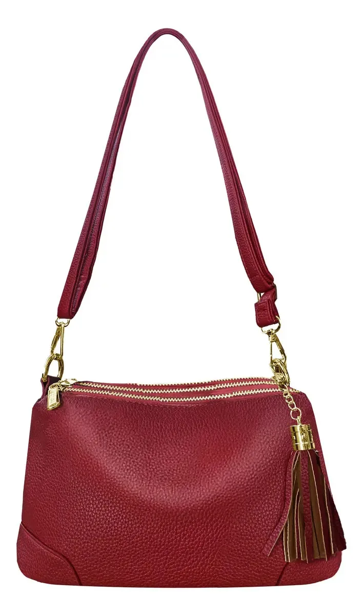Bolsa Transversal Feminina Pequena Ombro E Lado Tendencia Acambamento Dos Ferragens Níquel Cor Vermelho Correia De Ombro Vermelho Desenho Do Tecido Lisa