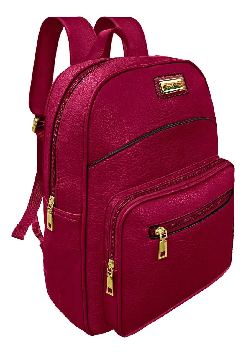 Mochila Bolsa Feminina Antifurto Reforçada Trabalho Passeio Cor Vermelho Desenho Do Tecido Lisa