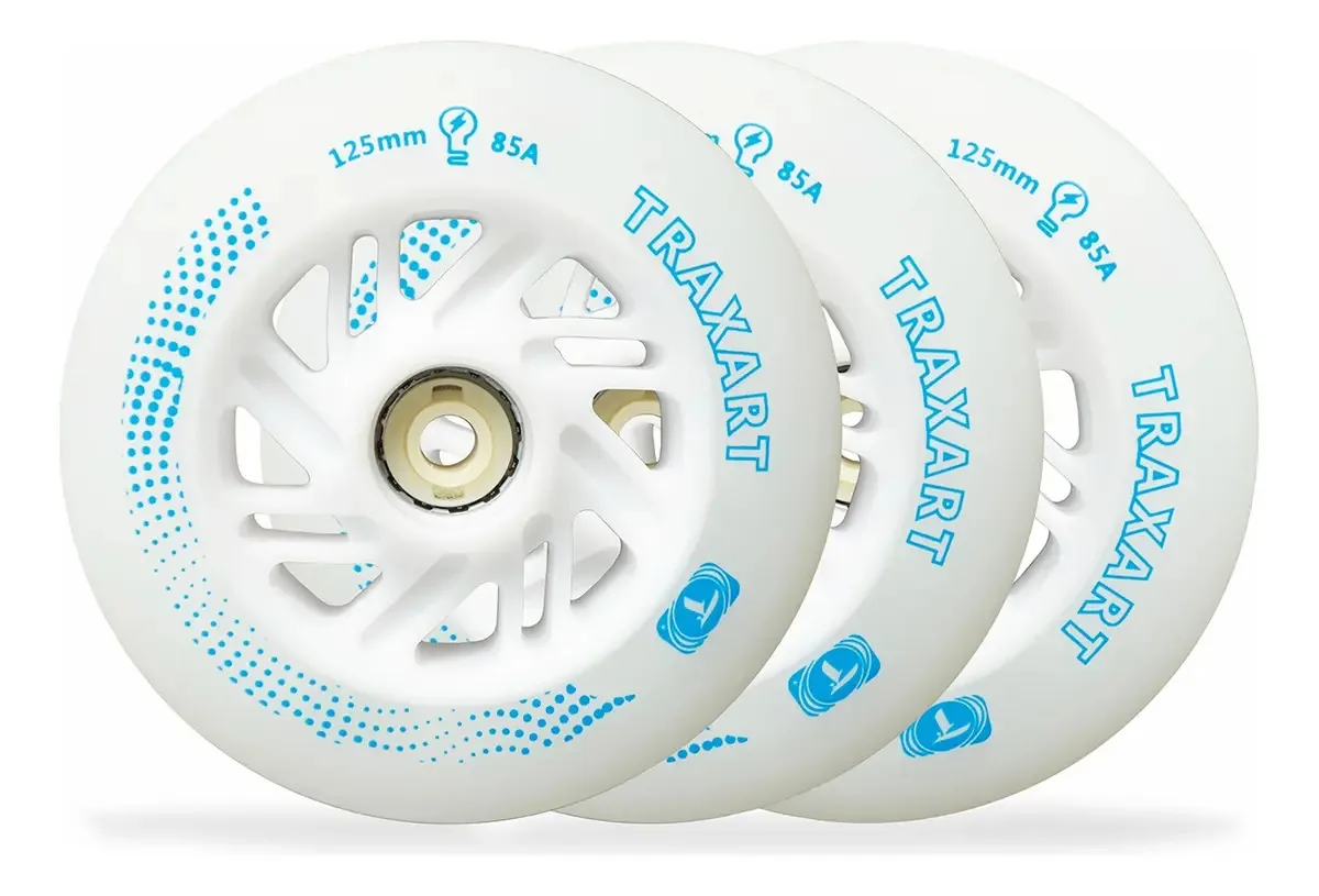 Jogo De Rodas Traxart Inline Com Led 125mm/85a - Branco