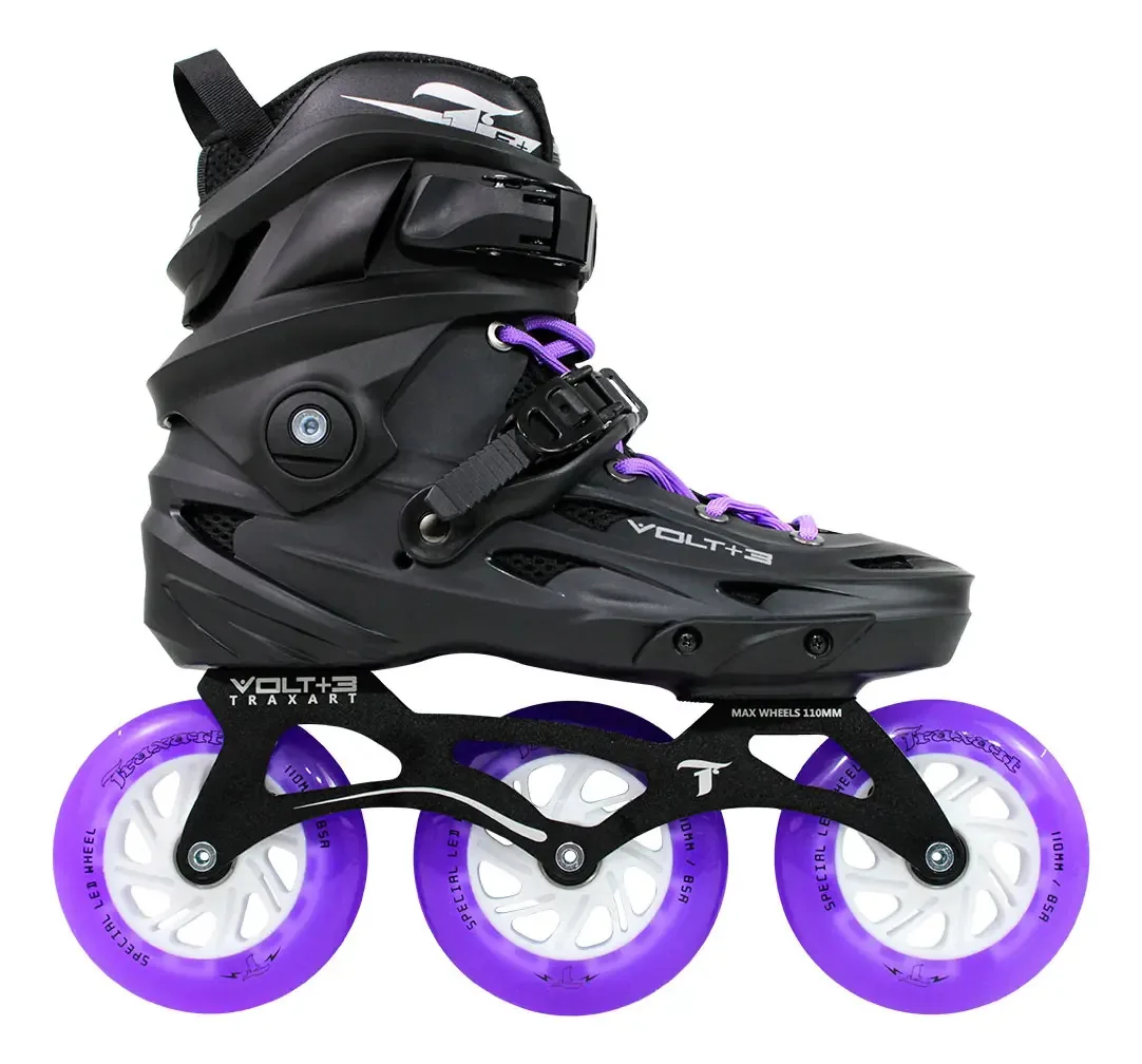 Patins Traxart Volt+3 Com Rodas De Led Roxa 110mm/85a Cor Preto Tamanho Das Rodas 11 Cm Tamanho Dos Patins # 8 = 39/40