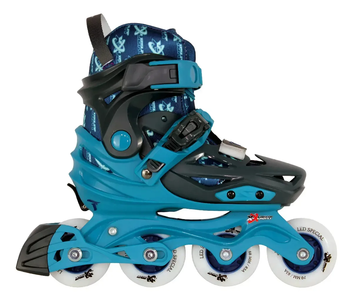 Patins Traxart Infantil X-light Com Rodas De Led Azul Inline Tamanho Das Rodas 7 Cm Tamanho Dos Patins M 29-32