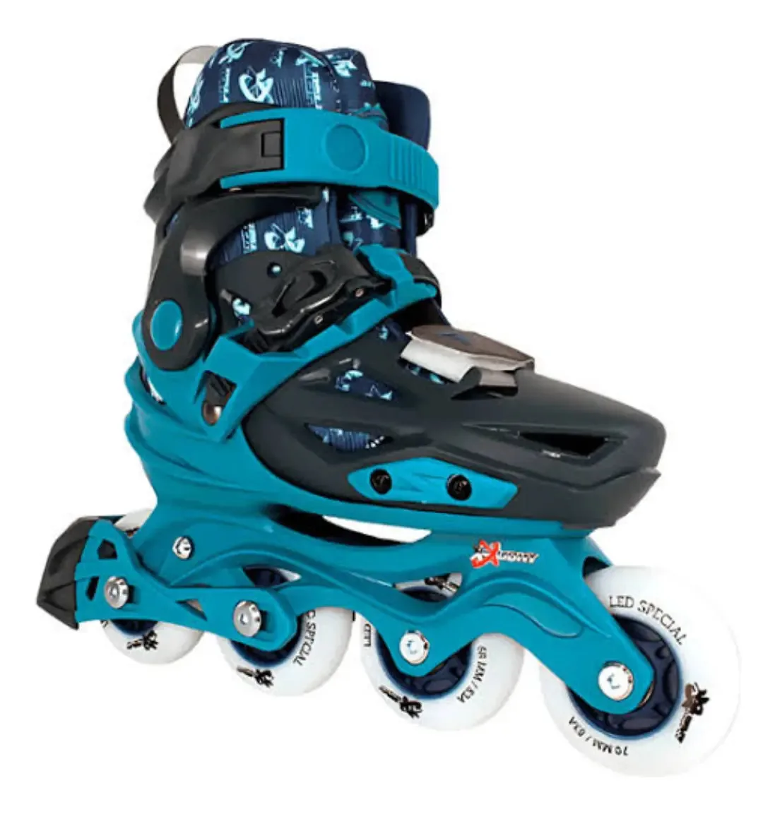 Patins Em Linha Traxart X-Light Ajustável Com Rodas LED, Azul (33 ao 36)