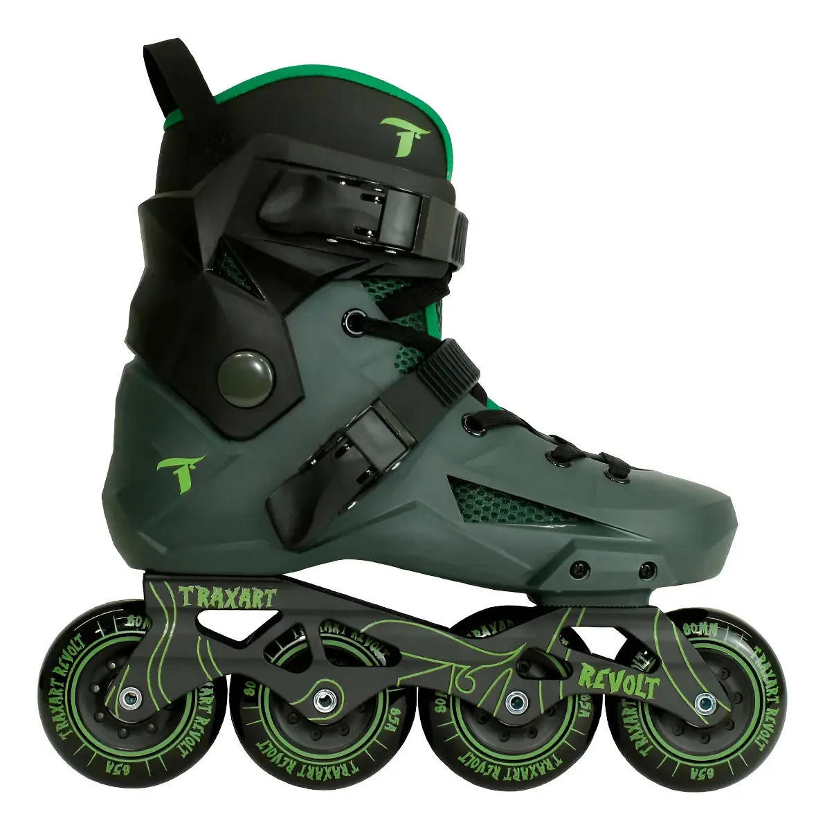 Patins Em Linha Traxart Revolt Freestyle Verde 40/41 Com Rodas de 80mm