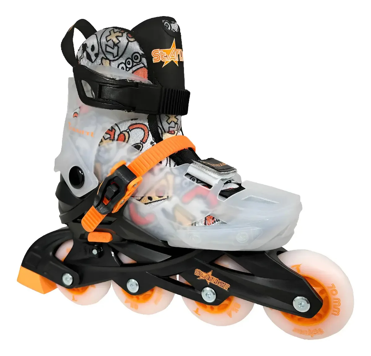 Patins Infantil Ajustável Traxart Starlight Com Rodas Led Cor Preto Tamanho Dos Patins P [26 - 29