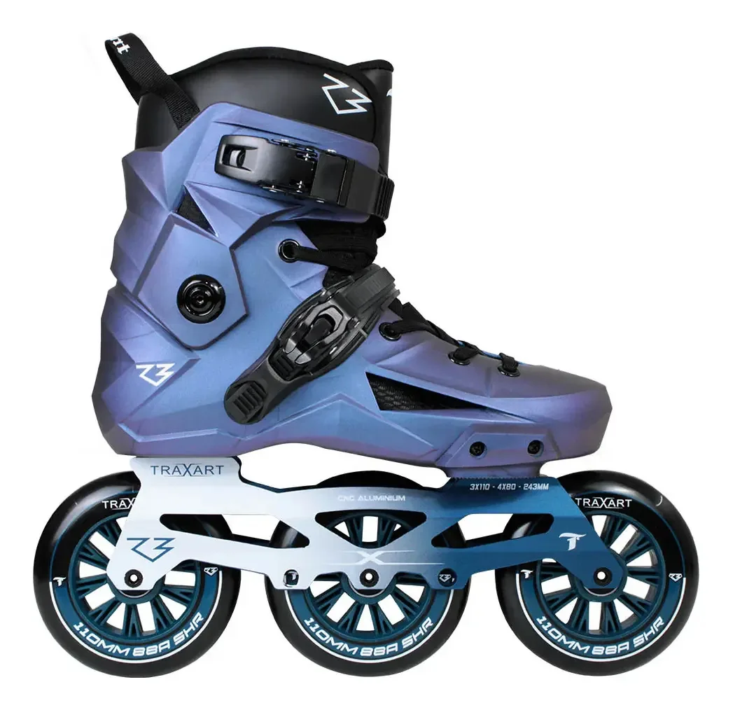 Patins Traxart Inline 3 Rodas Revolt R3 Cor Azul Tamanho Dos Patins # 5 = 36/37