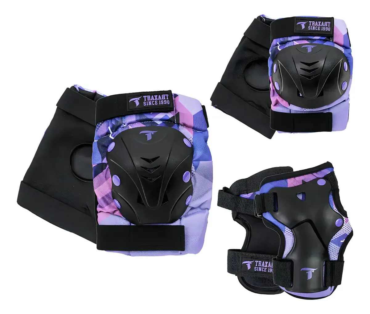 Kit Proteção Traxart Protector - 6 Pcs - Roxo - Patins Skate Cor M - Roxo