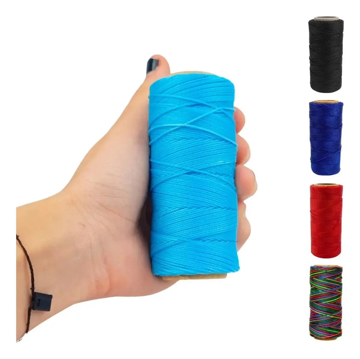 Cordão Encerado 1mm Azul Céu 100m Para Costura e Artesanato Nybc