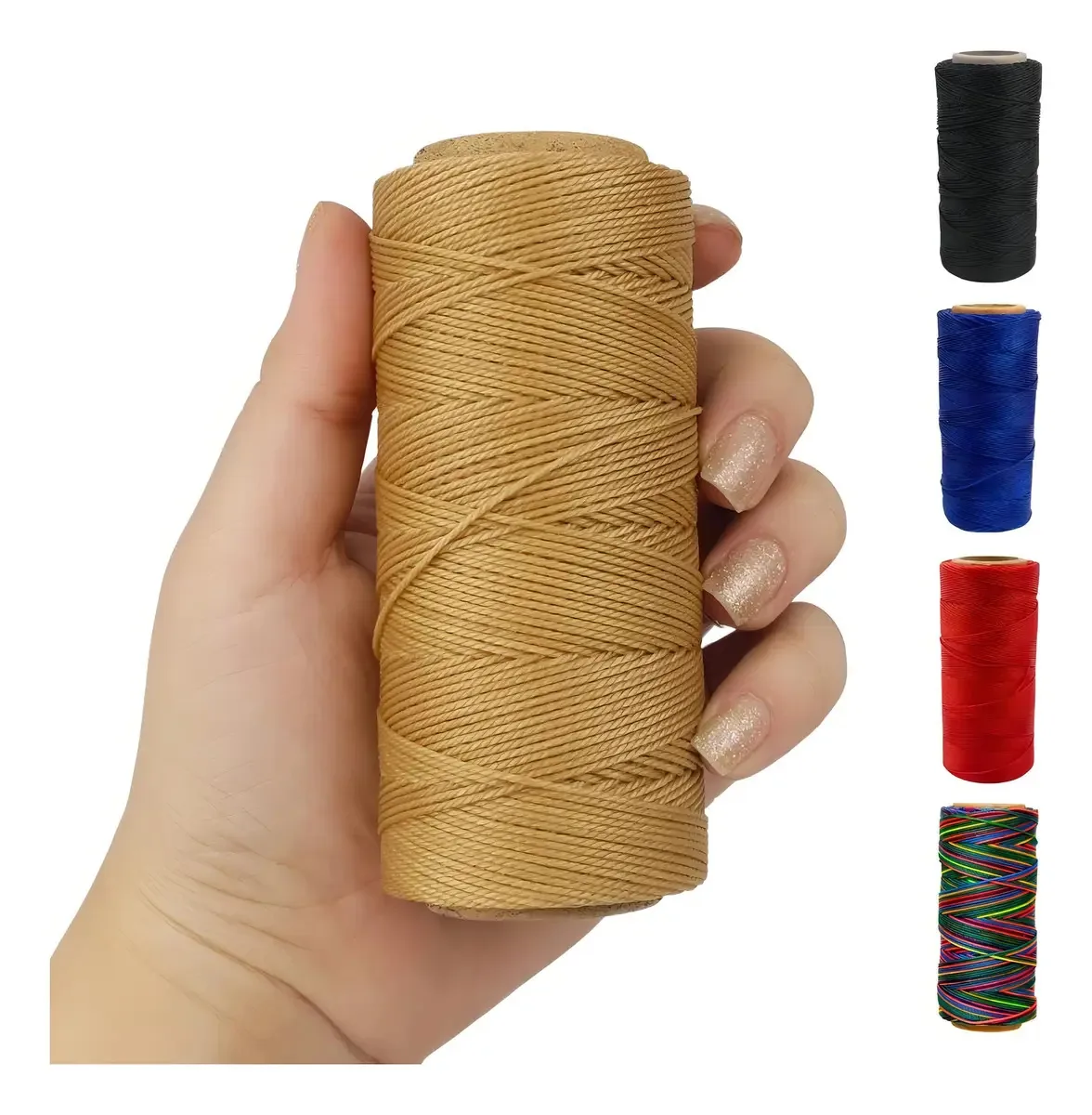 Cordão Encerado 1mm 100m Bege Escuro para Joalheria e Costura