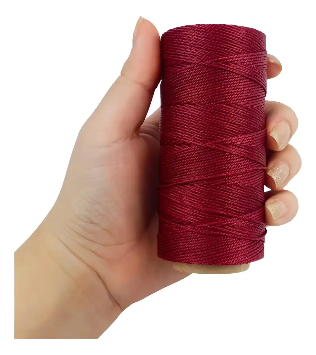 Cordão Encerado Vermelho Bordô 1mm 100m Nybc Para Costura e Artesanato