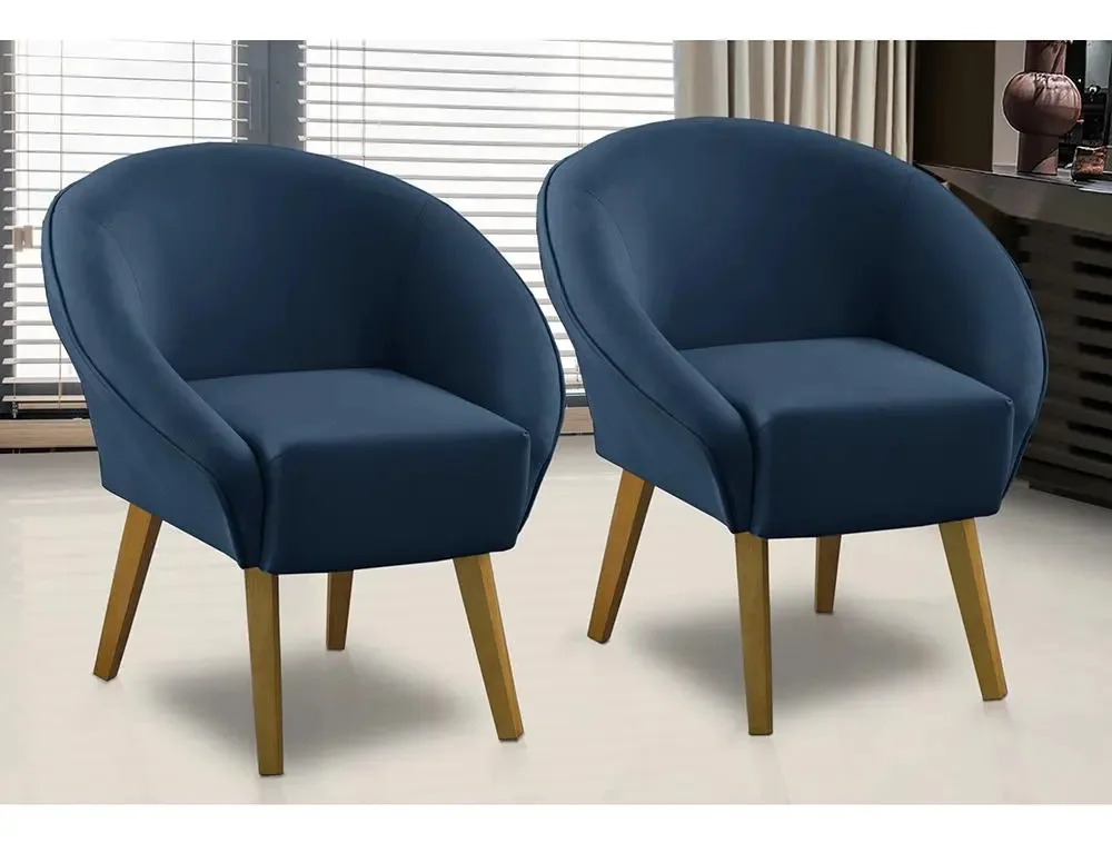 Kit 2 Poltronas Para Sala Decorativa Milena Veludo Adonai Cor Azul