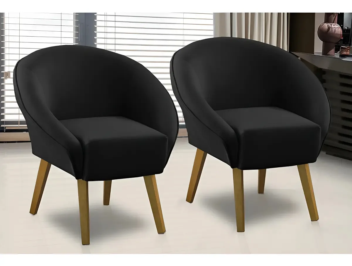 Kit 2 Poltronas Para Sala Decorativa Milena Veludo Adonai Cor Preto