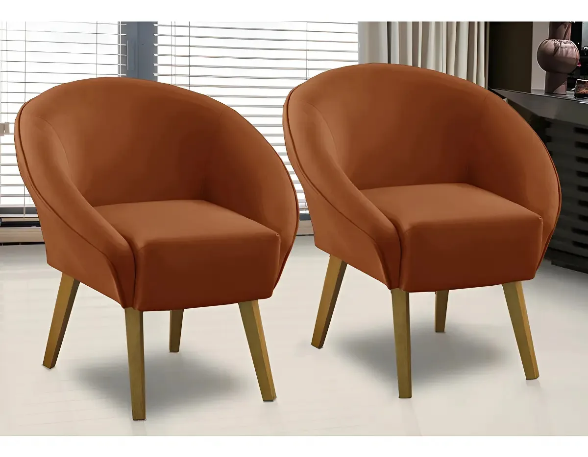 Kit 2 Poltronas Para Sala Decorativa Milena Veludo Adonai Cor Terracota