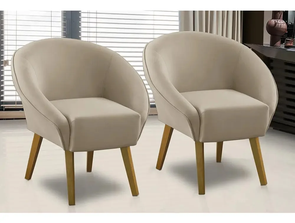Kit 2 Poltronas Para Sala Decorativa Milena Veludo Bege