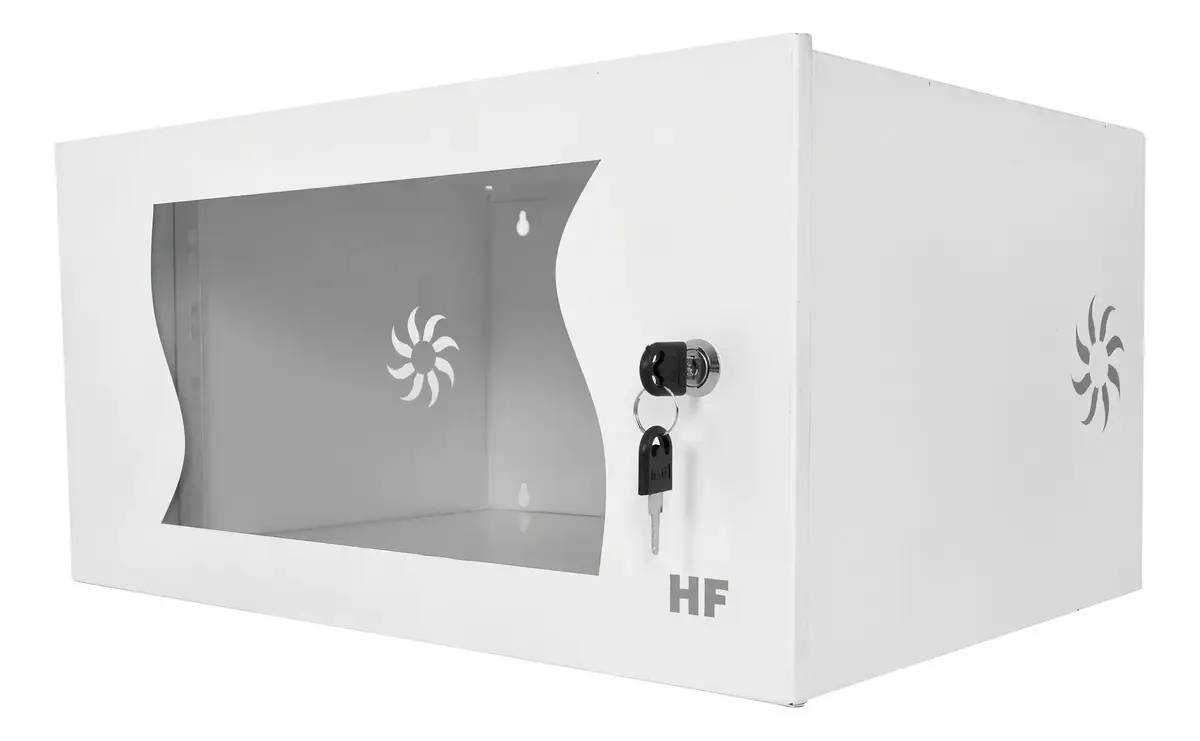 Mini Rack Dvr 5u Parede Porta Visor Acrilico Branco/Cinza