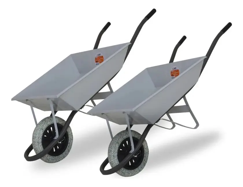 Kit 2 Carrinhos De Mão Reforçado Chapa 16 60l Pneu Maciço Cor Cinza