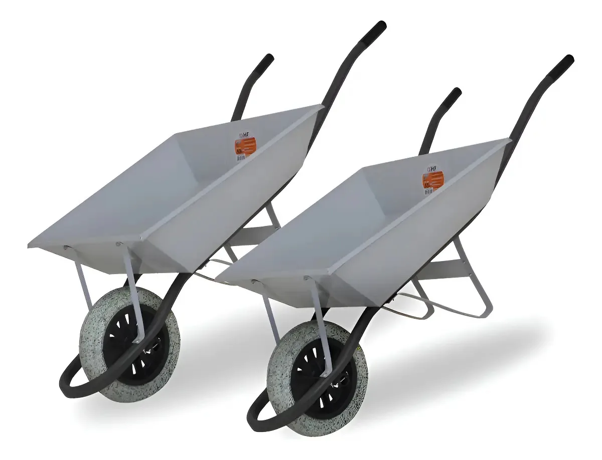 Kit 2 Carrinhos De Mão Reforçado Chapa 22 60l Pneu Maciço Cor Cinza