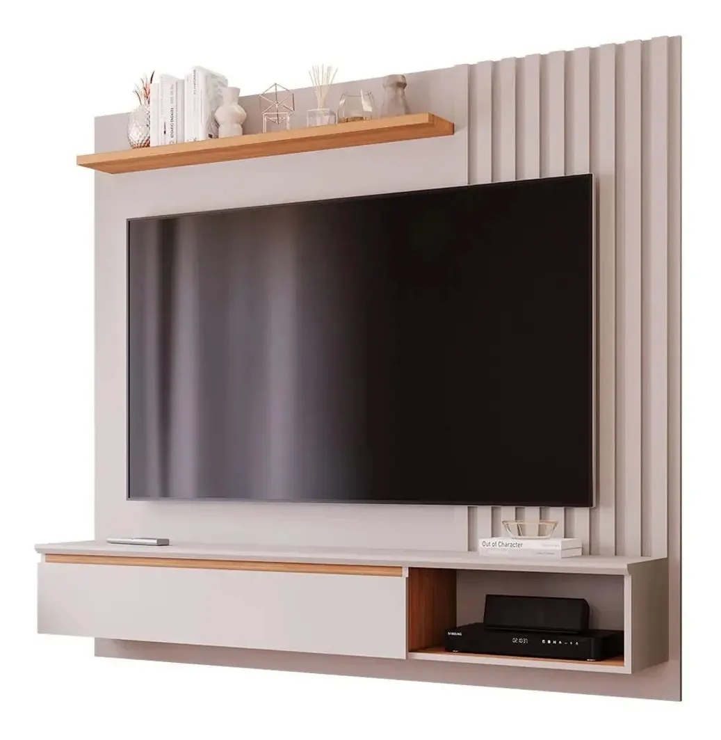 Painel Permóbili Painel Para Tv Para Tv Até 55polegadas Off White/nature De Mdf