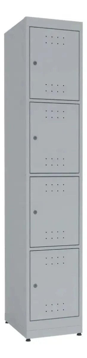 Armário Vestiário Simples 04 Portas Cinza Presto