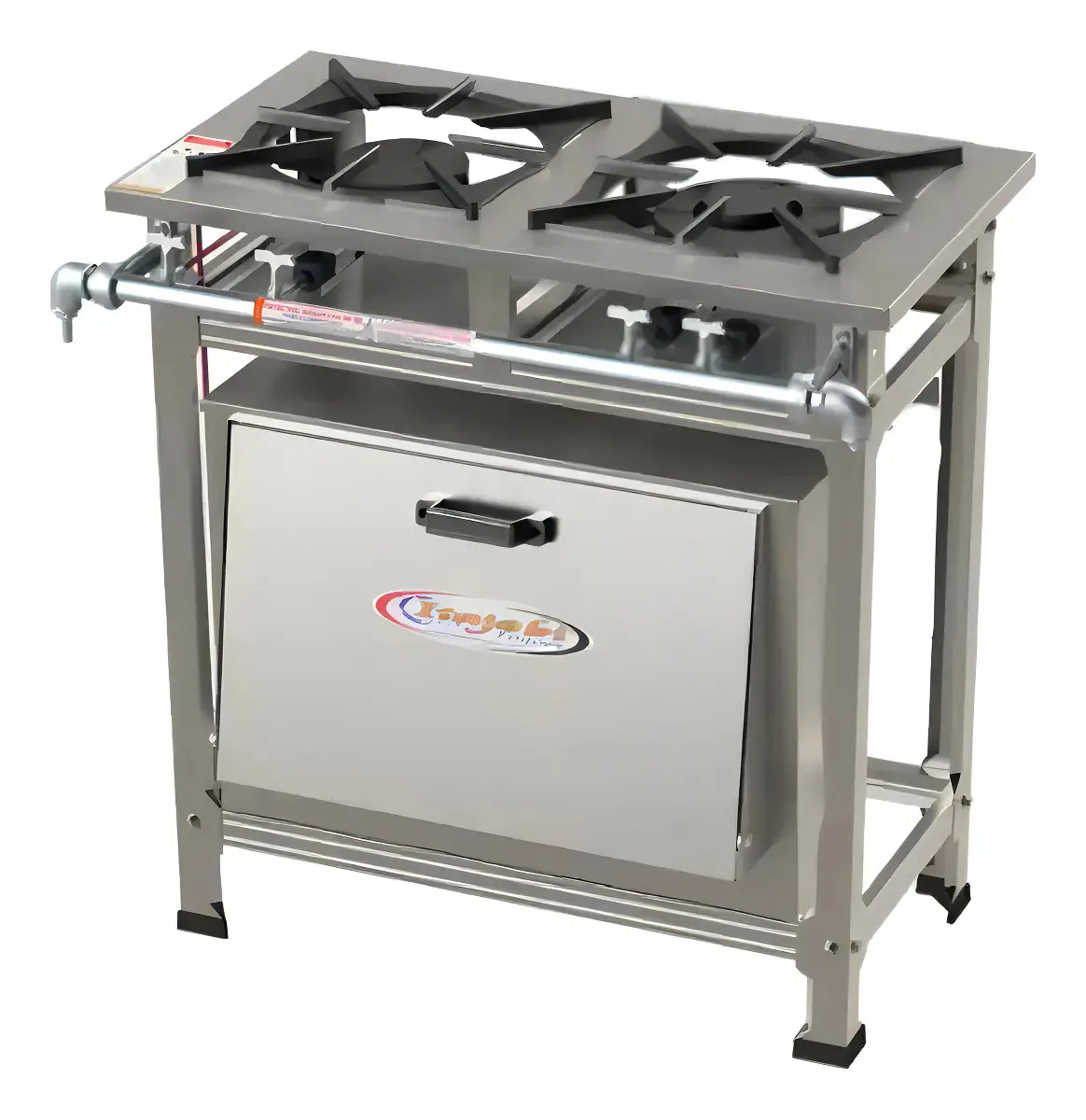 Fogão Ind 2 Bocas Com Forno 100% Aço Inox Itajobi Fogões