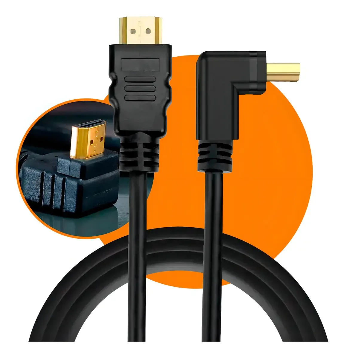Cabo HDMI Knup 4K 90º 1.5m Preto para TV Monitores e Consoles
