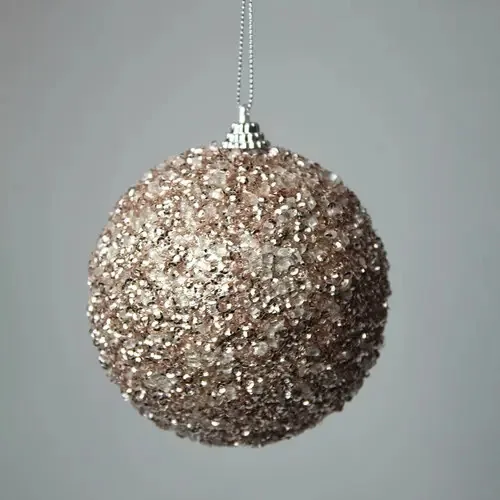 Caixa 3 Bolas Natalinas Luxo Rose Gold E Champagne 8cm
