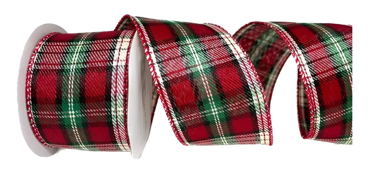 Fita Aramada Xadrez Vermelho E Verde 6,3cmx9,14m