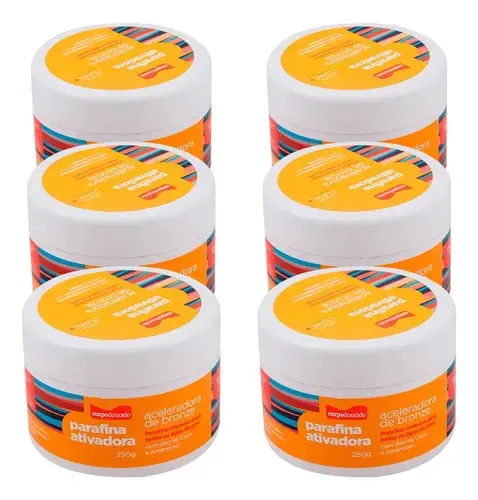 Kit Com 6 Parafina Corpo Dourado Aceleradora De Bronze 250g