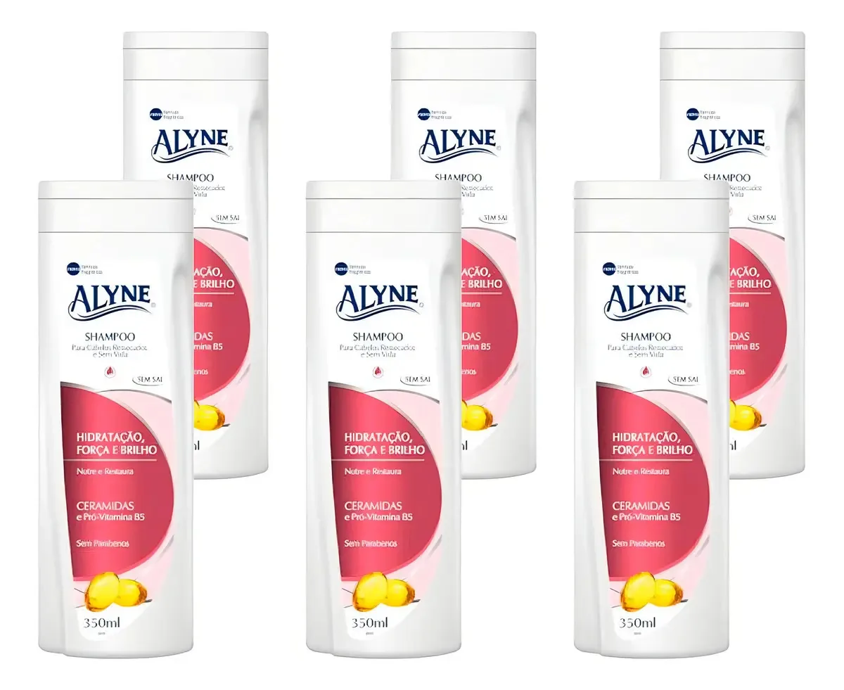 Kit Com 6 Shampoo Alyne Hidratação Força E Brilho 350ml