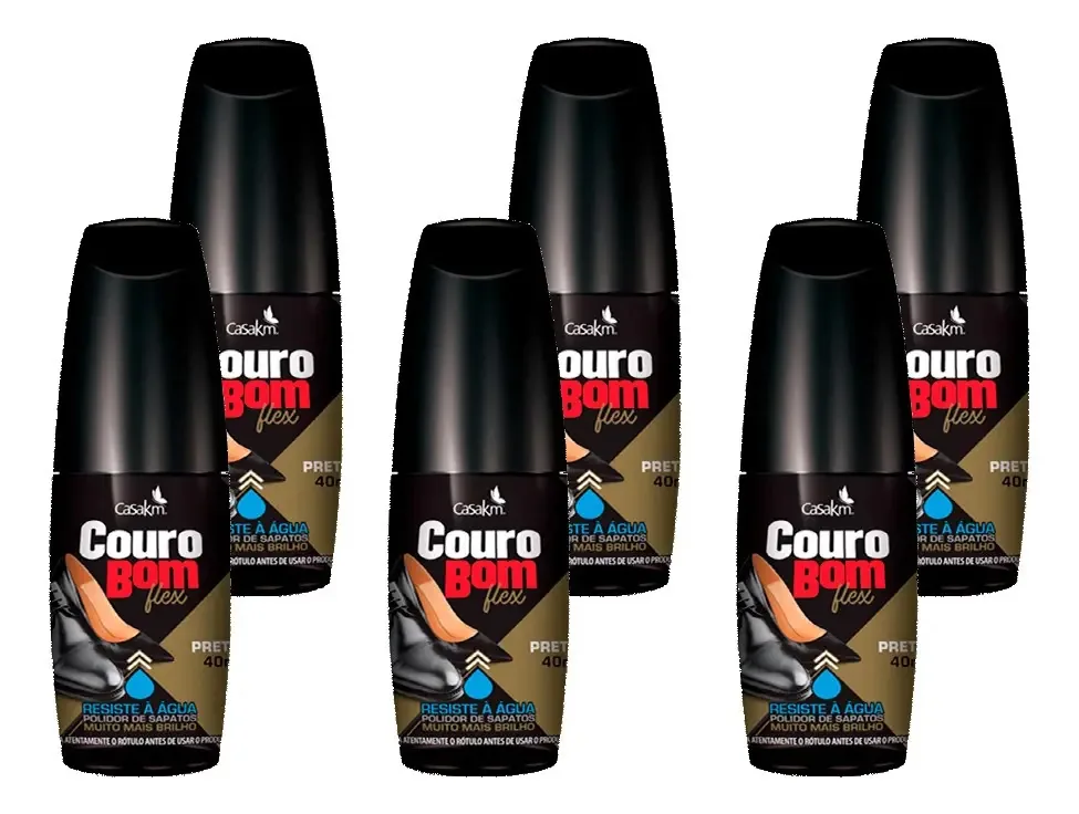 Kit 6 Polidor De Sapatos Couro Bom Flex Preto Resiste À Água