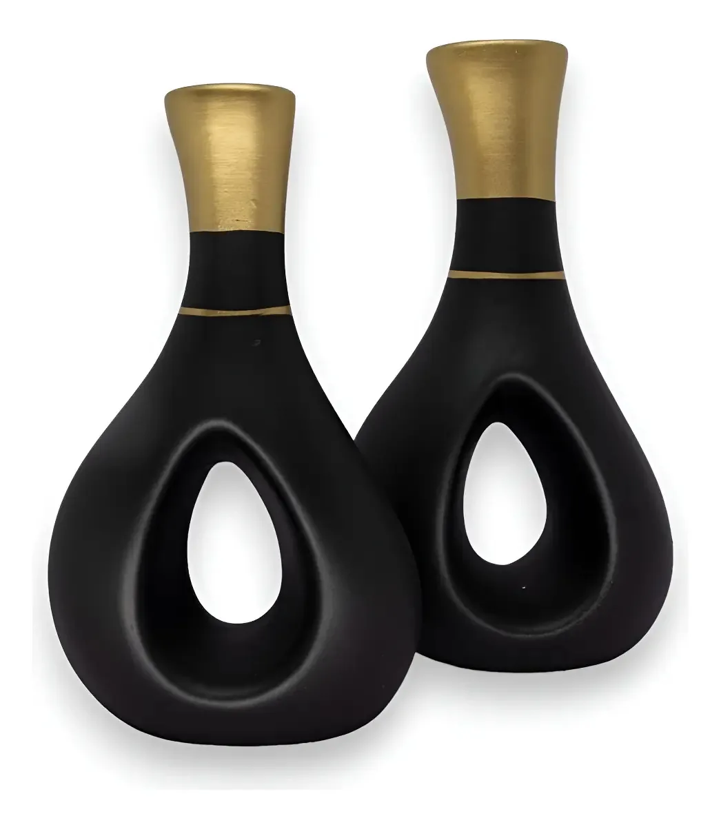 Enfeites Estante Decoração Rack Sala Vaso Decorativo Mesa Cor Preto Fosco Faixa