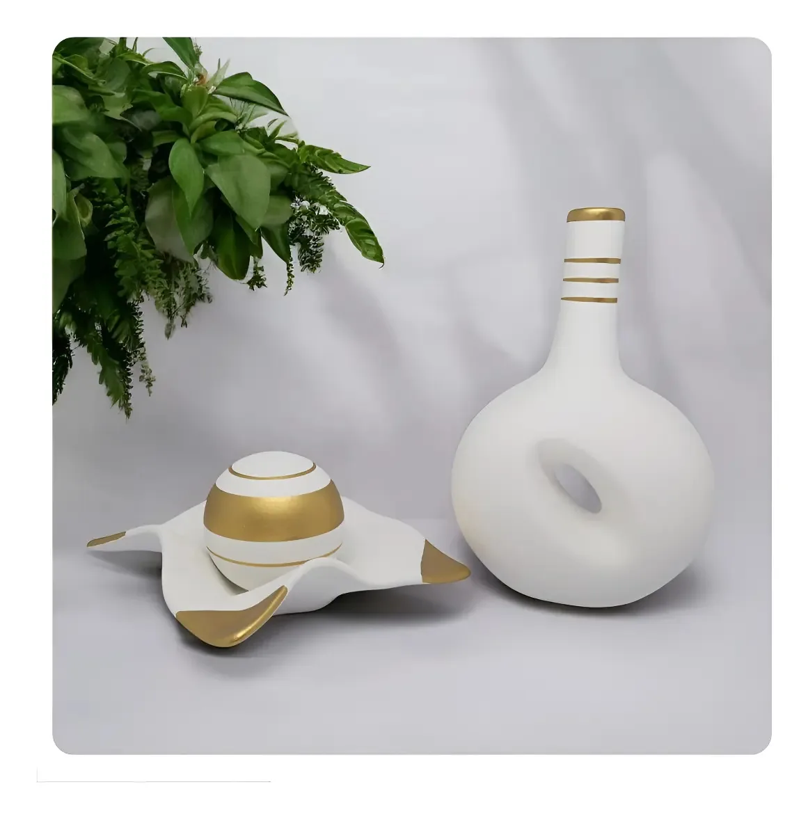 Enfeites Estante Decoração Sala Rack Vaso Decorativo Casa Cor Branco Lisa