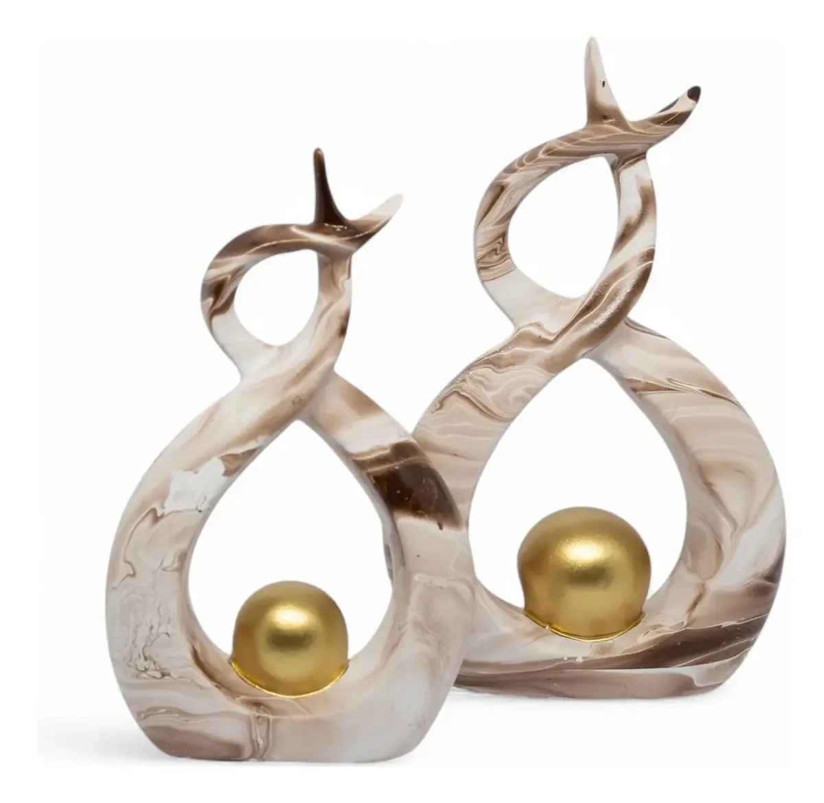 Enfeites Estante Decoração Sala Rack Aparador Escritorio Cor Mesclado Branco Com Marrom Escuro E Dourado Lisa