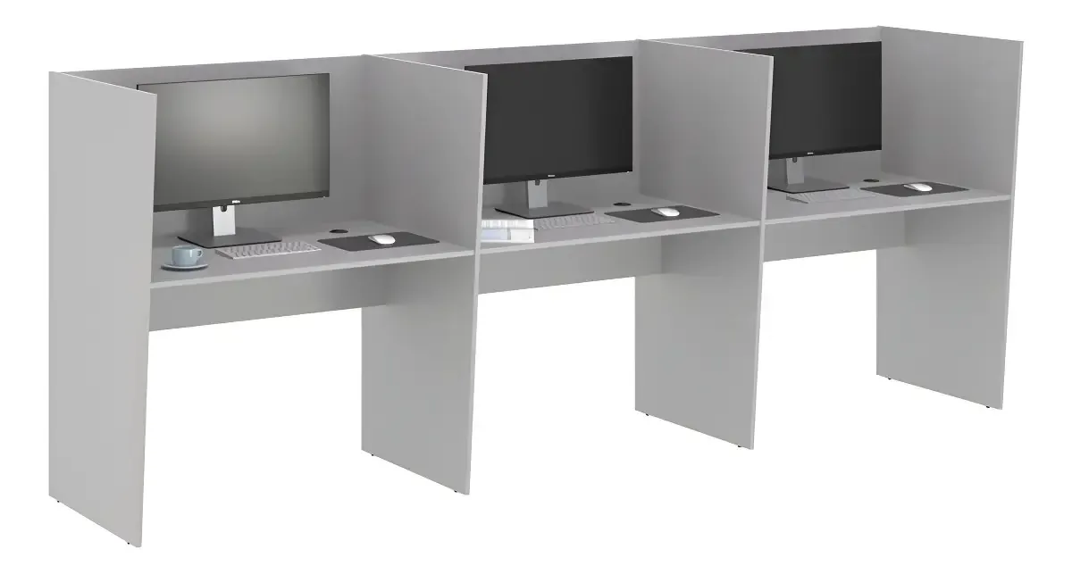 Guiche Office 3 Lugares Irlanda Cinza