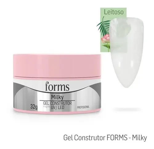 Gel Construção Forms Milky 32g Auto-nivelante Unhas