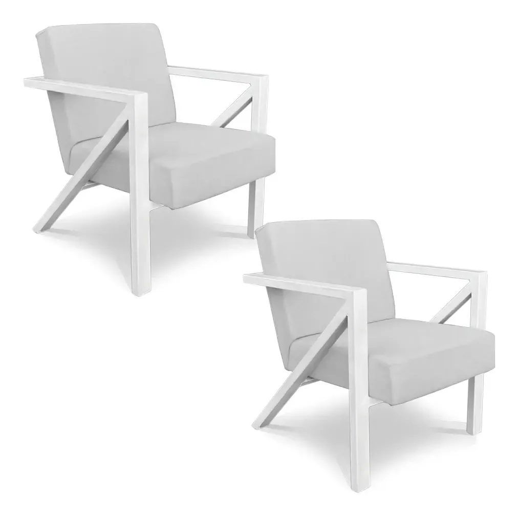 Kit 2 Poltronas Para Sala Angel Corano Branco Base Branca