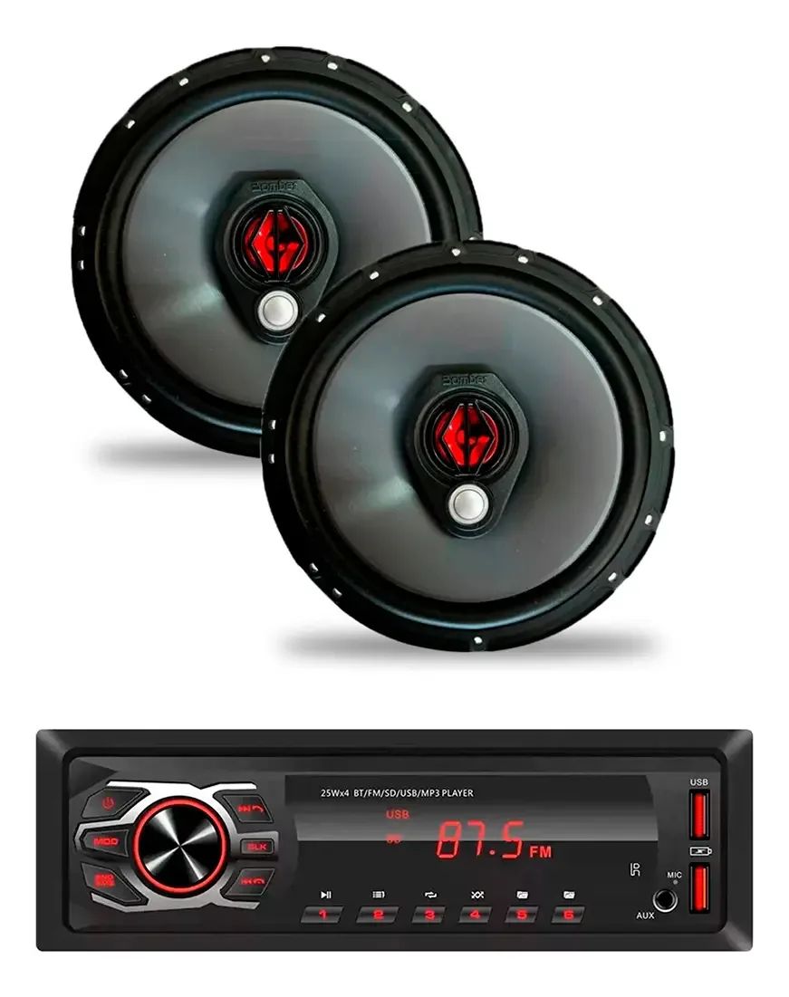 Alto Falante 6 Bomber + Som Automotivo 6688 First Option