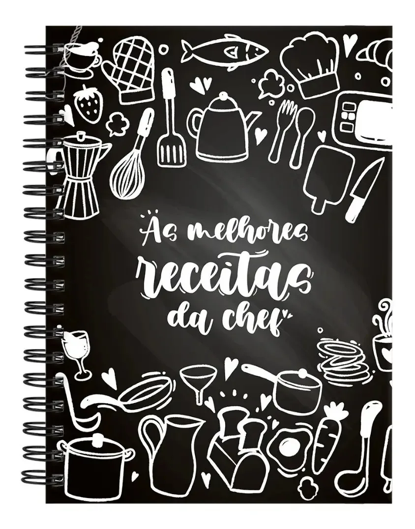 Caderno De Receitas Melhores Receitas Da Chef Preto Branco Cor Não Aplica
