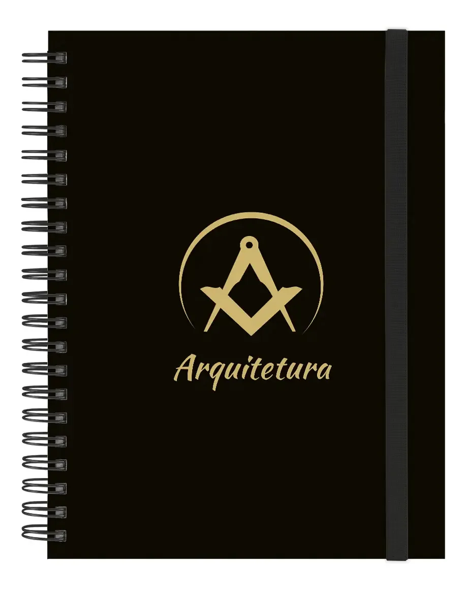 Caderno Universitário Plus Profissões Preto Gold 12 Matérias Cor Arquitetura