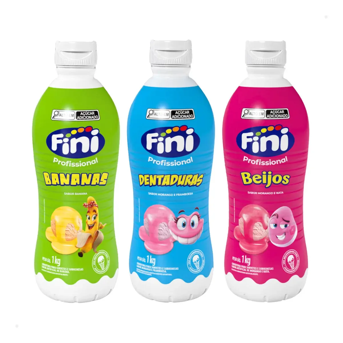 Kit 3 Calda Fini Cobertura Para Sorvetes E Sobremesas 1kg