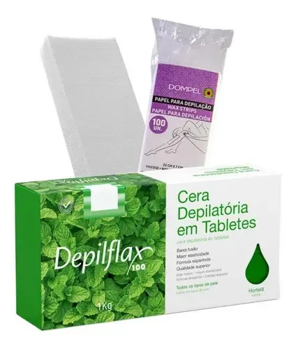 1kg Cera Quente Hortelã 100 Folhas Viscose Depilação