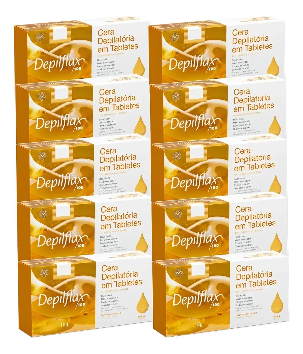 10kg Cera Quente Depilação Depilflax Natural Tabletes