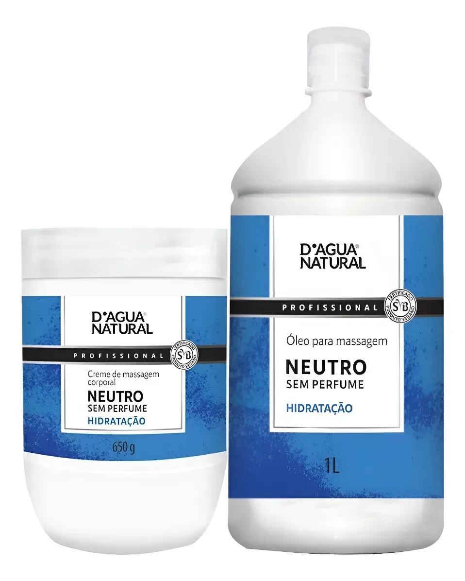 Combo Óleo E Creme De Massagem Corporal Neutro Dagua Natural