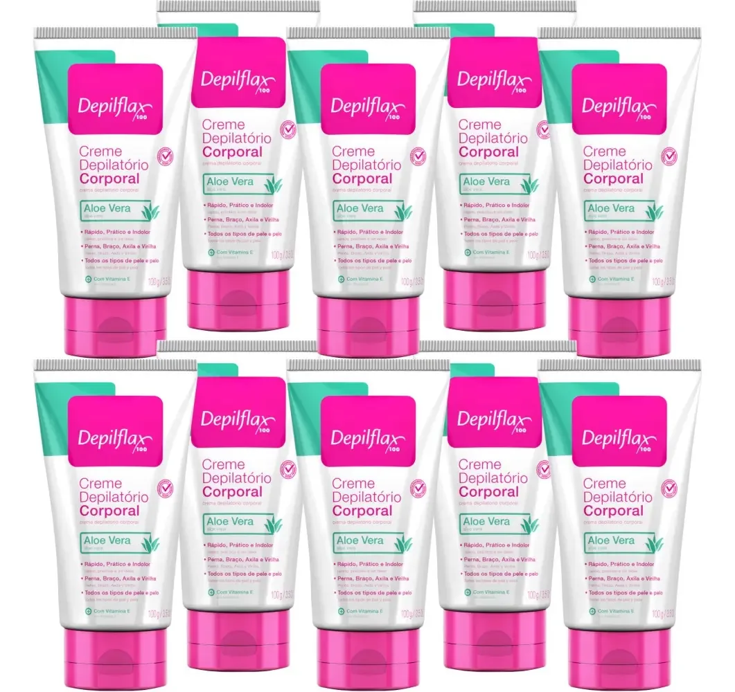 10un Creme Depilatorio Corporal 100g Com Aloe Vera Depilflax